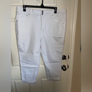 Terra & Sky White Women's Plus Size Curvy Capri Pants - size 2X (20W-22W)